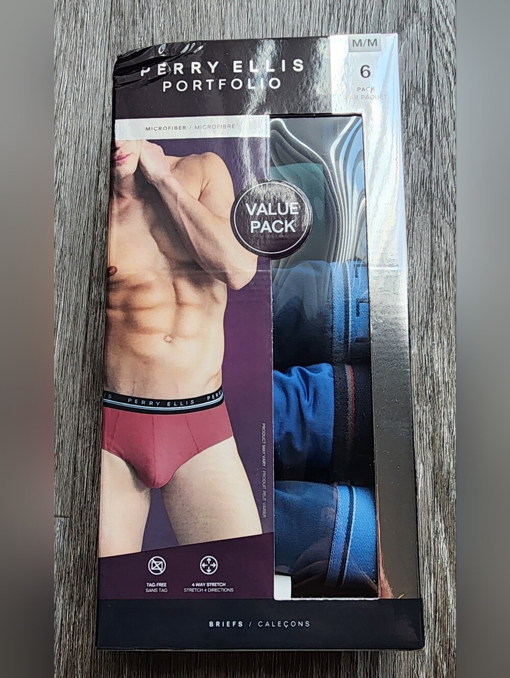 Perry Ellis Men’s Briefs Pack - Red, Blue, Black